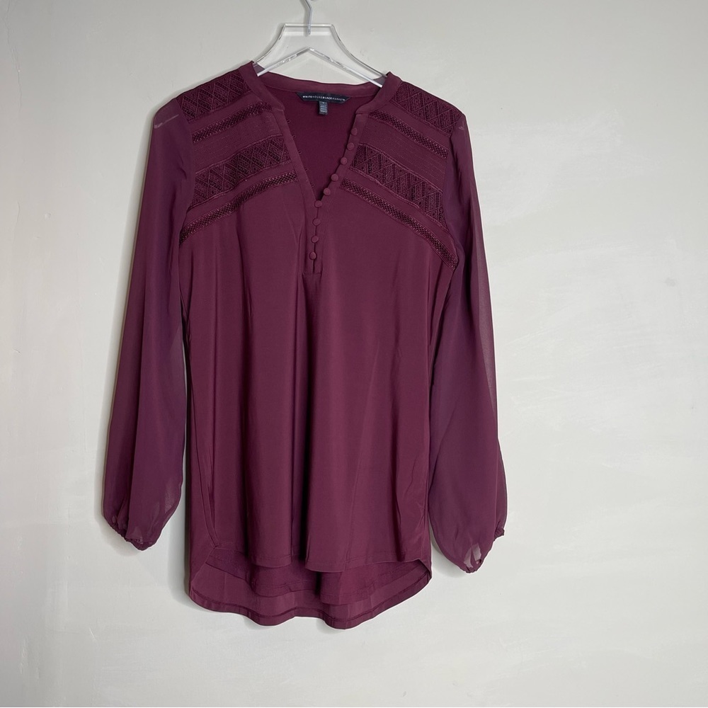 White House Black Market Large Burgundy Lined blouse